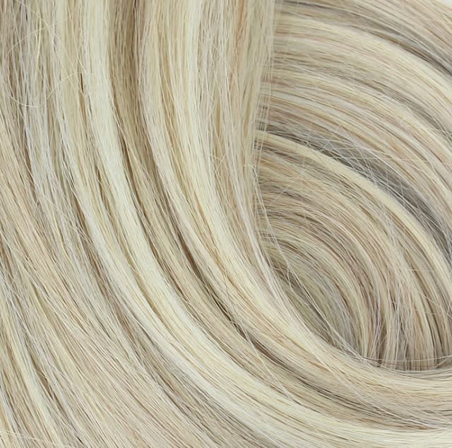 Platinum blonde hair close-up