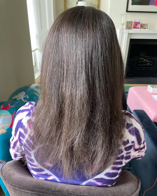Natural brown hair after extensions